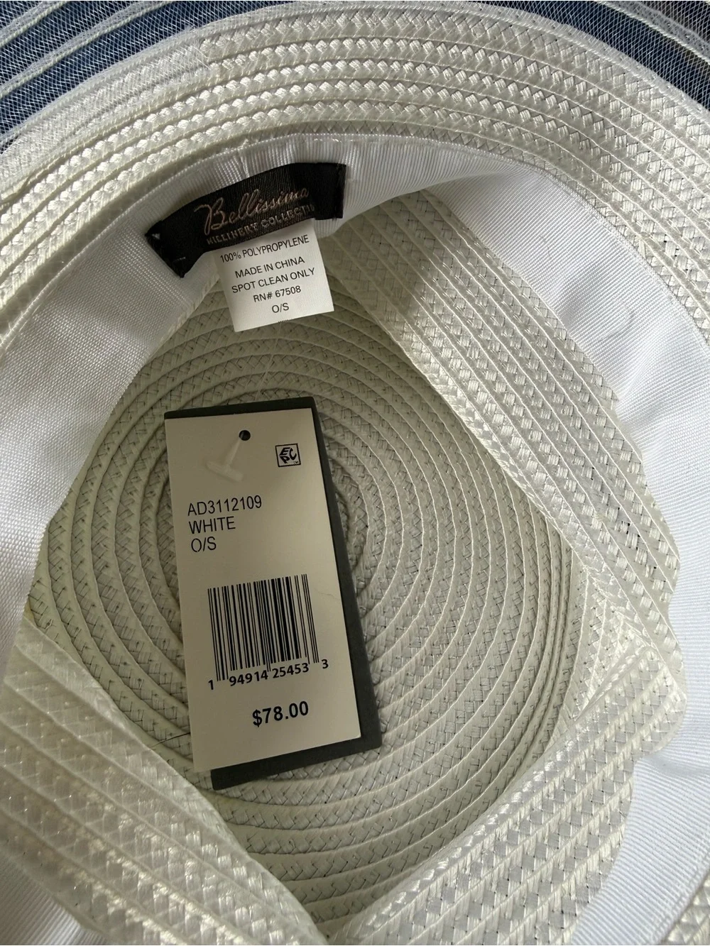 Bellissima Spring Summer Easter Church Wedding Derby Hat Sheer Wide Brim New $78
